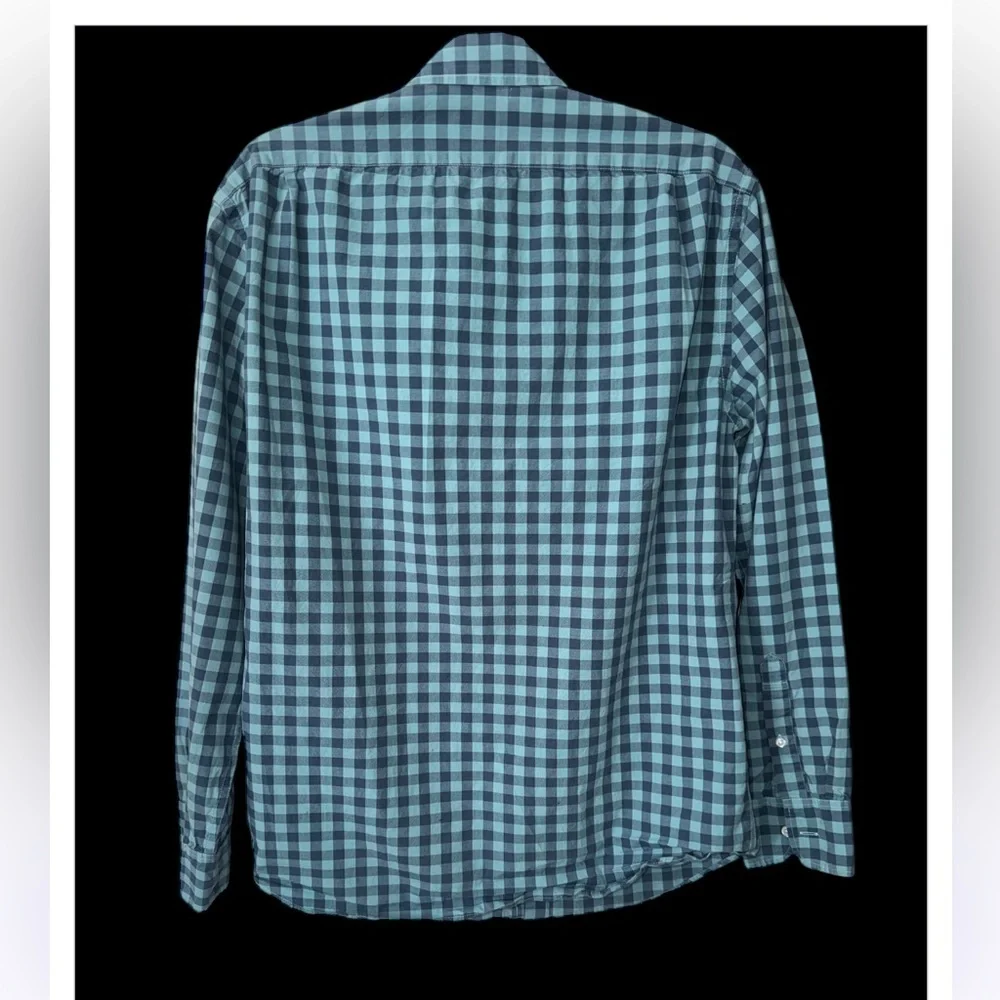 J.CREW FLEX WASHED Men’s large  Blue‎ Check Cotton Stretch Button-Up Shirt